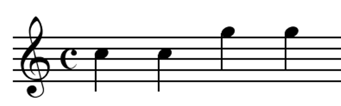 The opening bar music score "Twinkle Twinkle Little Star" with common time 